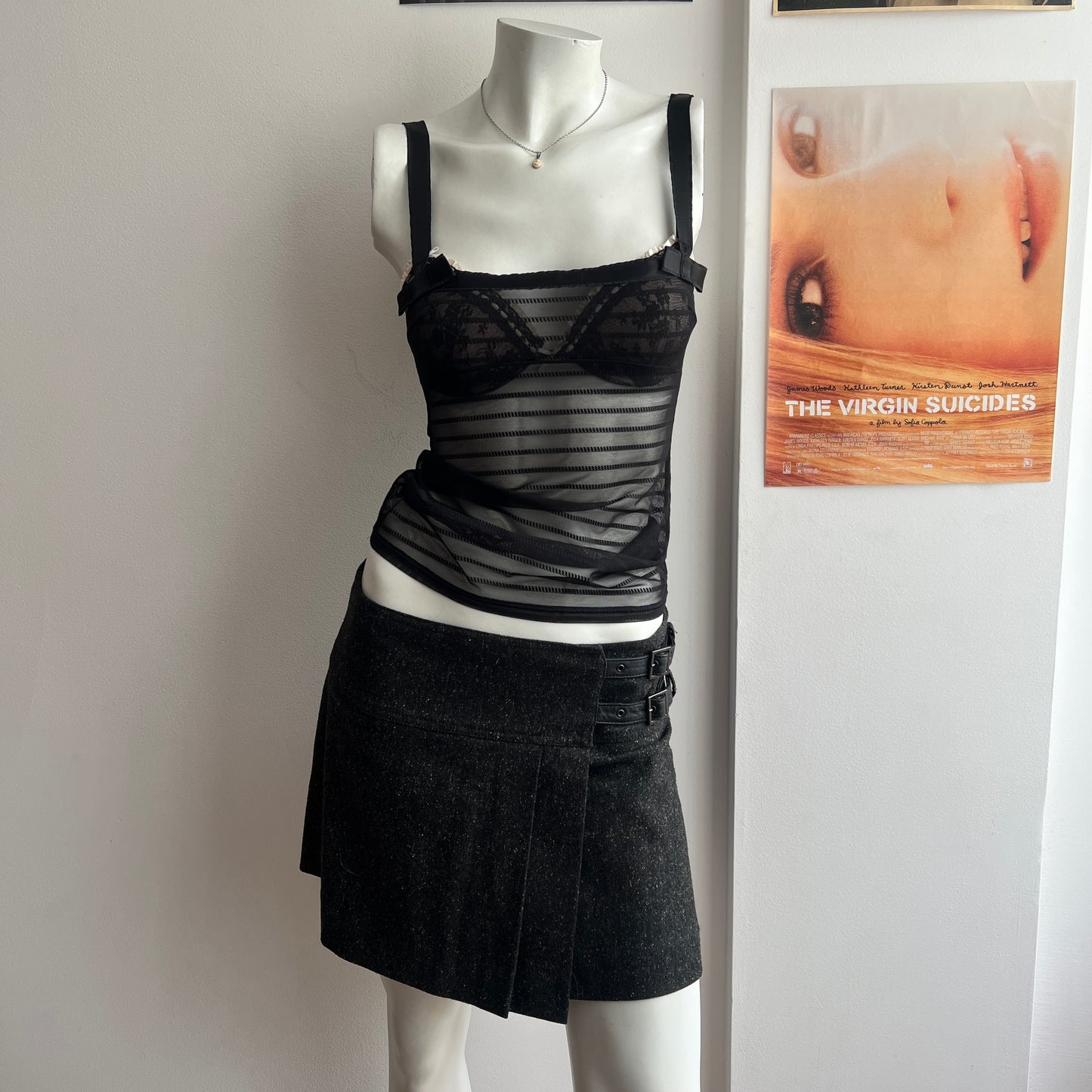 marciano dark grey wool skirt