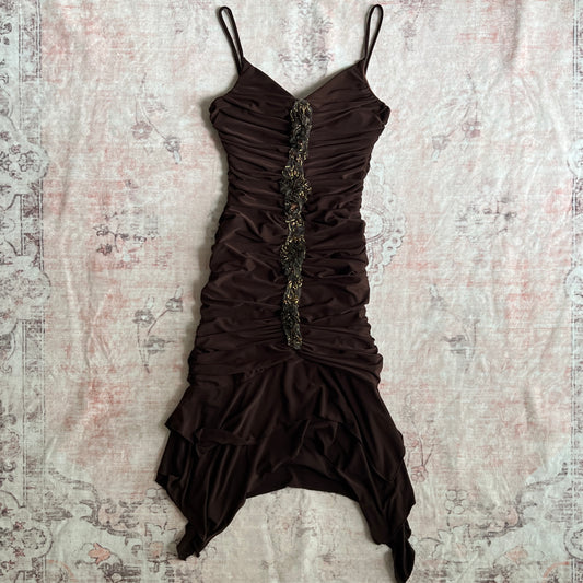 ask alice chocolate brown dress 𐙚 xs
