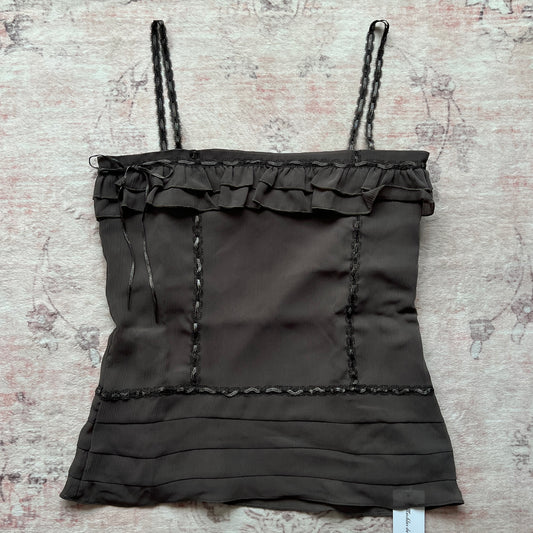 shoujo girl ruffle blouse in dark grey