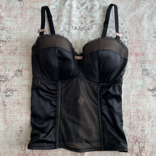 parfait black bustier with mesh details & bows 𐙚 36d