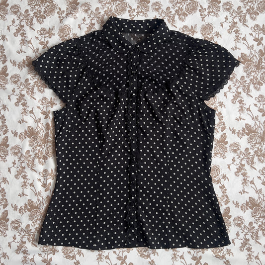 twee polka dot button up blouse