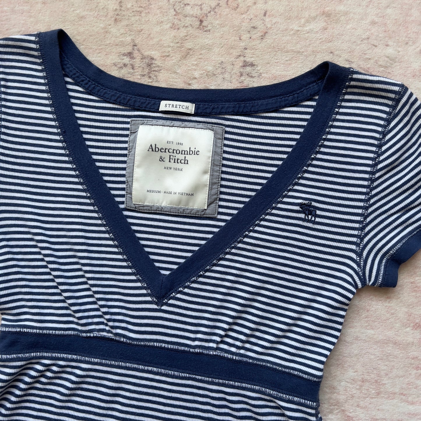 abercrombie & fitch striped v neck blouse