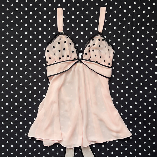 balletcore pink babydoll with polka dots