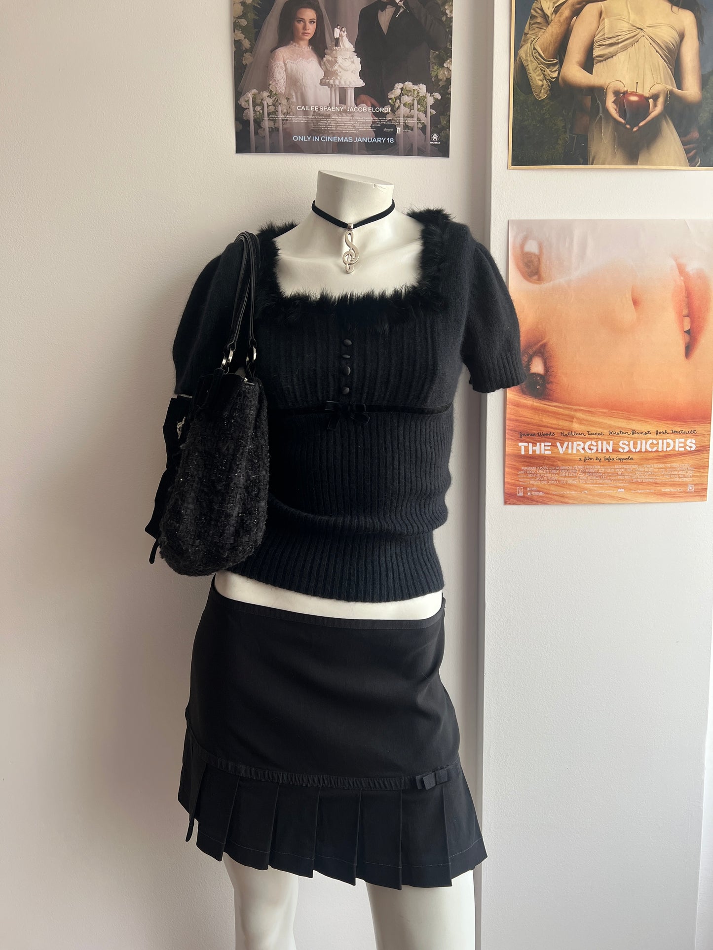 japanese milkmaid style top with fur details