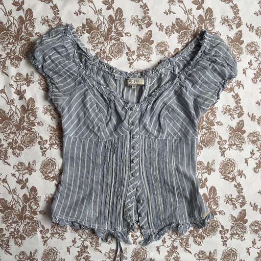 guess milkmaid striped blouse