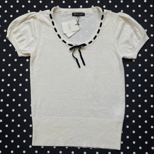 misch masch white knit top