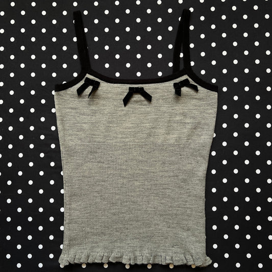 r f knit grey camisole with bows