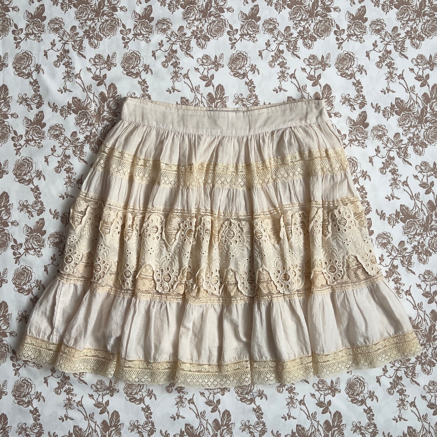 boho prairie tiered low rise midi skirt