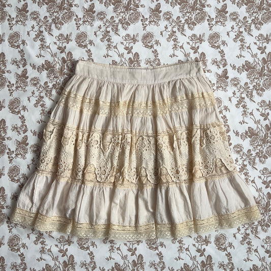 boho prairie tiered low rise midi skirt