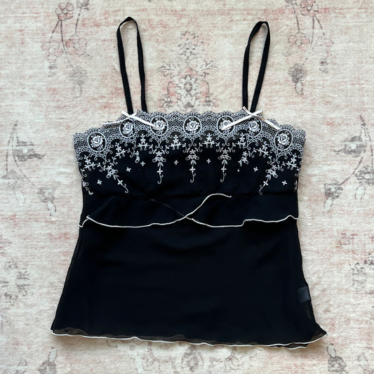 black coquette camisole