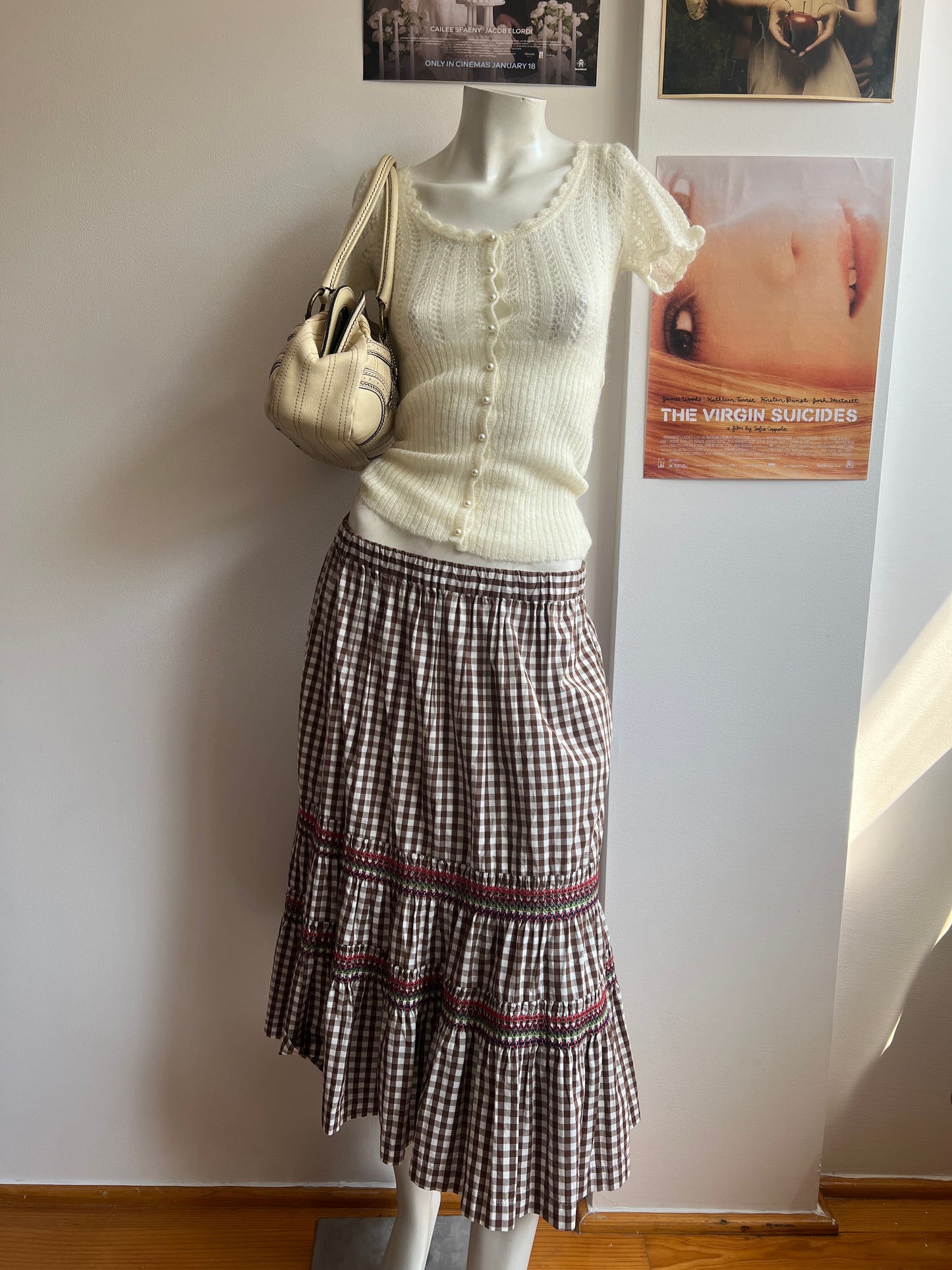 comme des garçons girl plaid maxi skirt with pockets