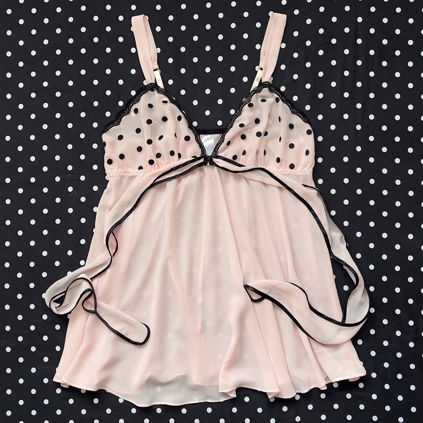 balletcore pink babydoll with polka dots