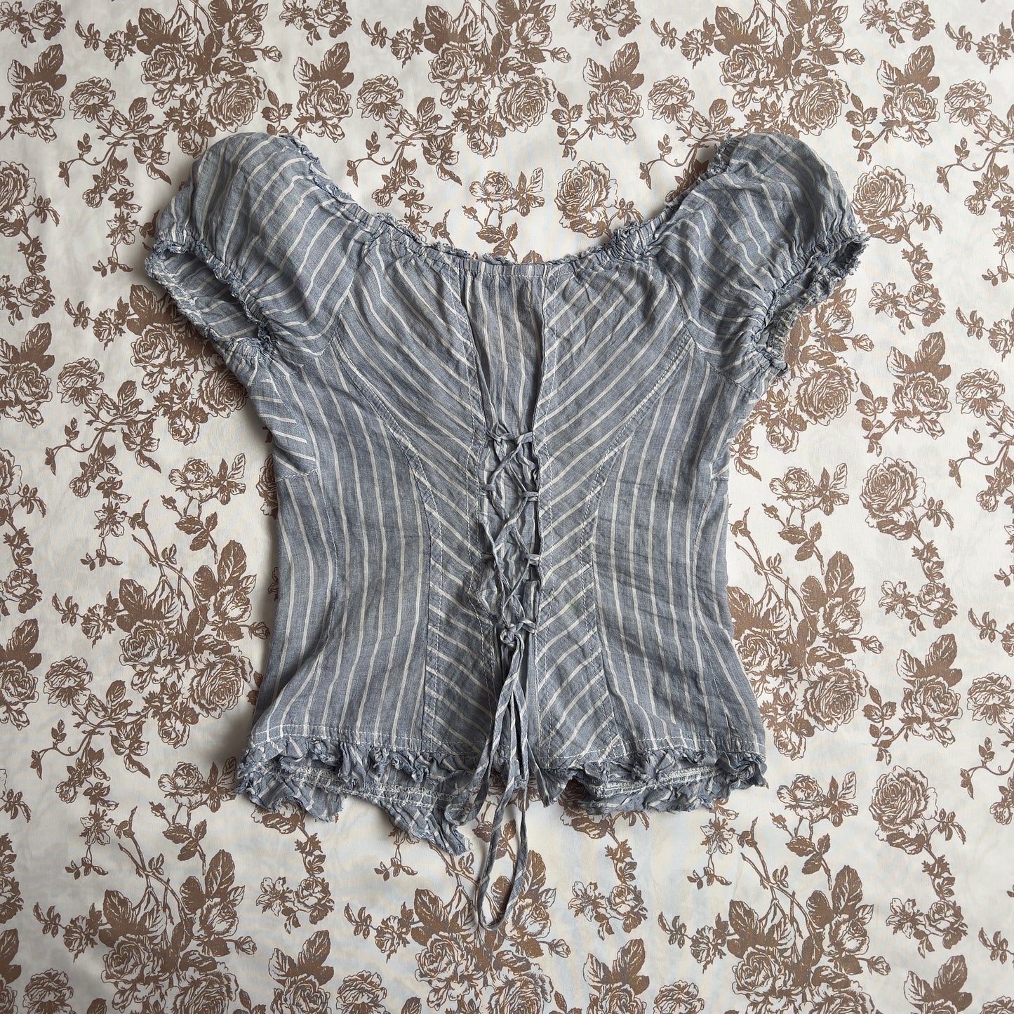 guess milkmaid striped blouse