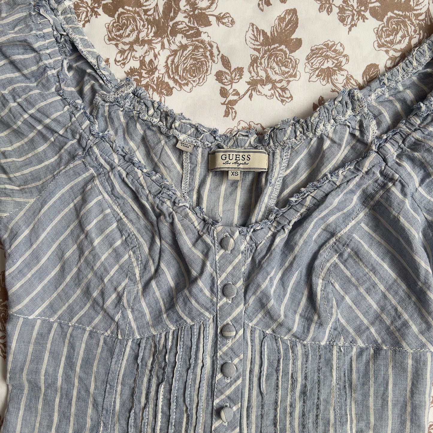 guess milkmaid striped blouse