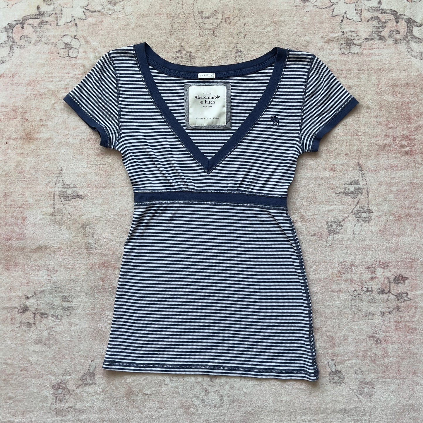 abercrombie & fitch striped v neck blouse