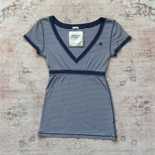 abercrombie & fitch striped v neck blouse