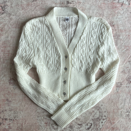 white dolly cardigan ☘︎ xs-s new