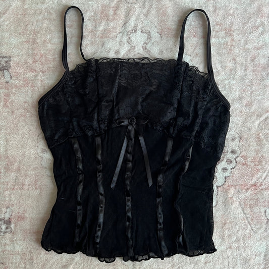 hot deadstock lingerie mesh set milkmaid lace cami & shorts 𐙚 s