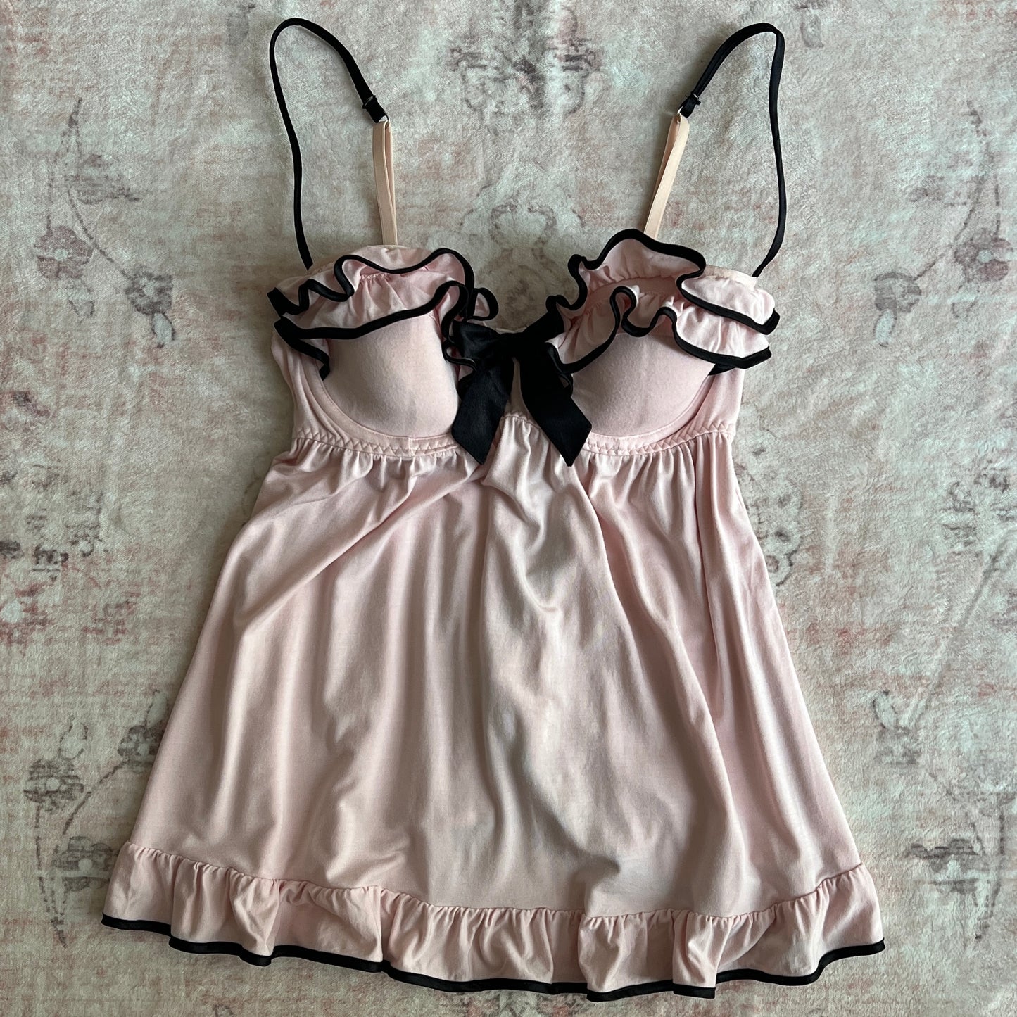 victoria’s secret pink ruffle babydoll set 𐙚 36c