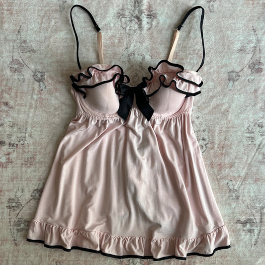 victoria’s secret pink ruffle babydoll set 𐙚 36c