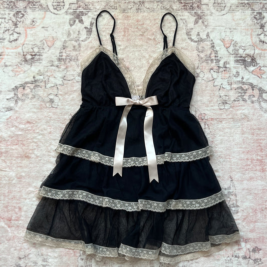 enchanted black tiered babydoll