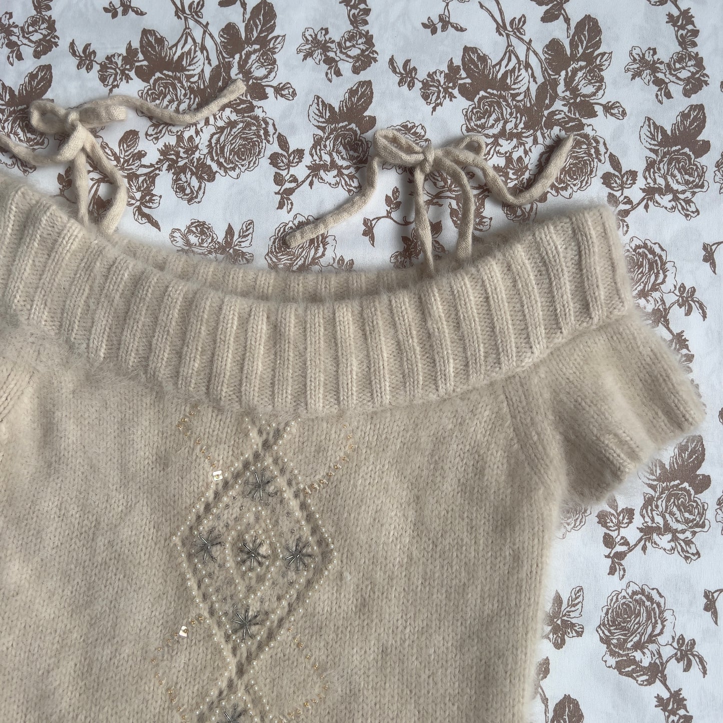rare winter doll angora knit blouse with bow details