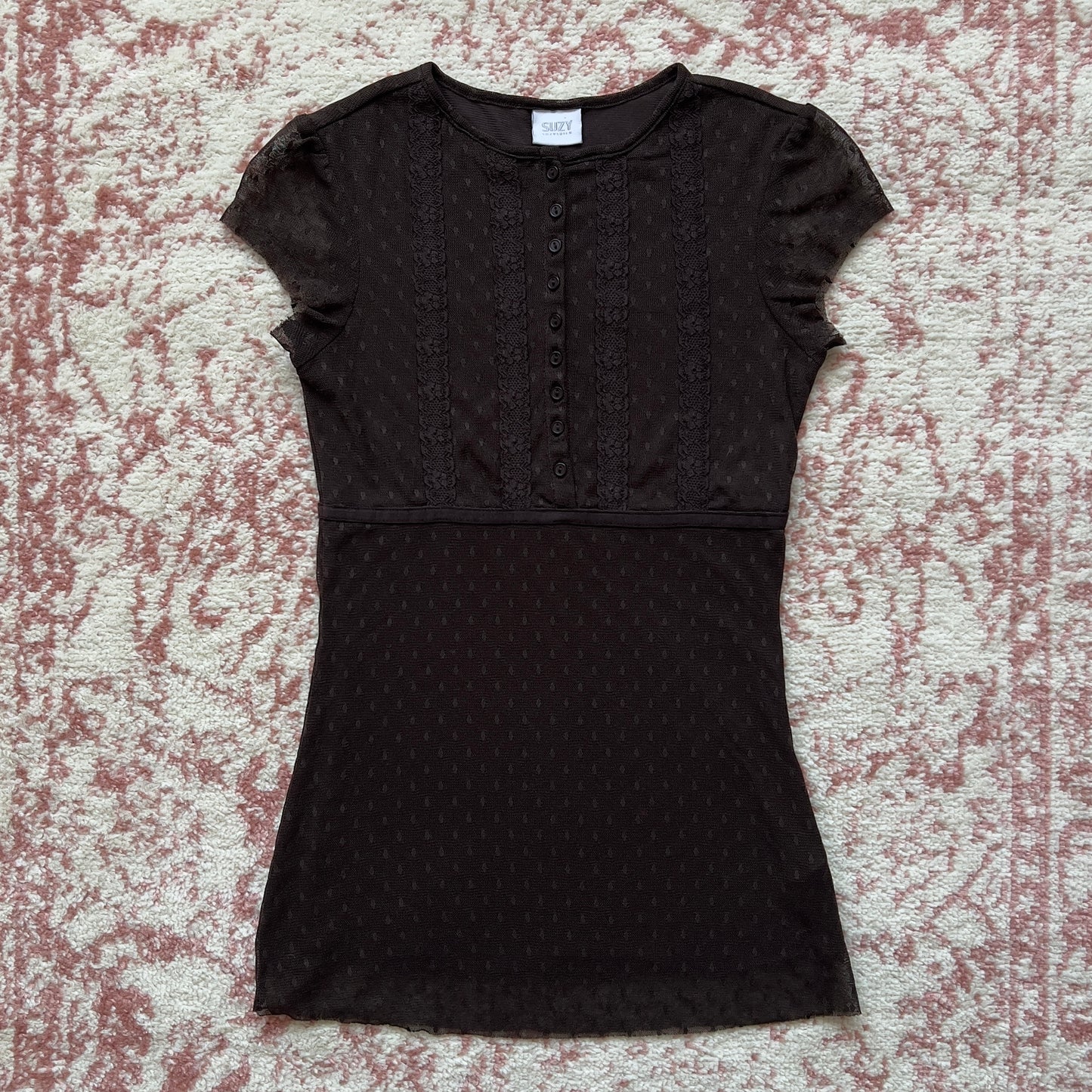 suzie chocolate brown twee blouse