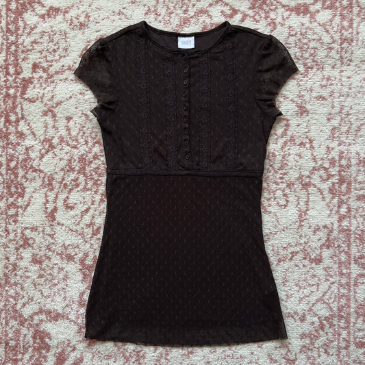 suzie chocolate brown twee blouse