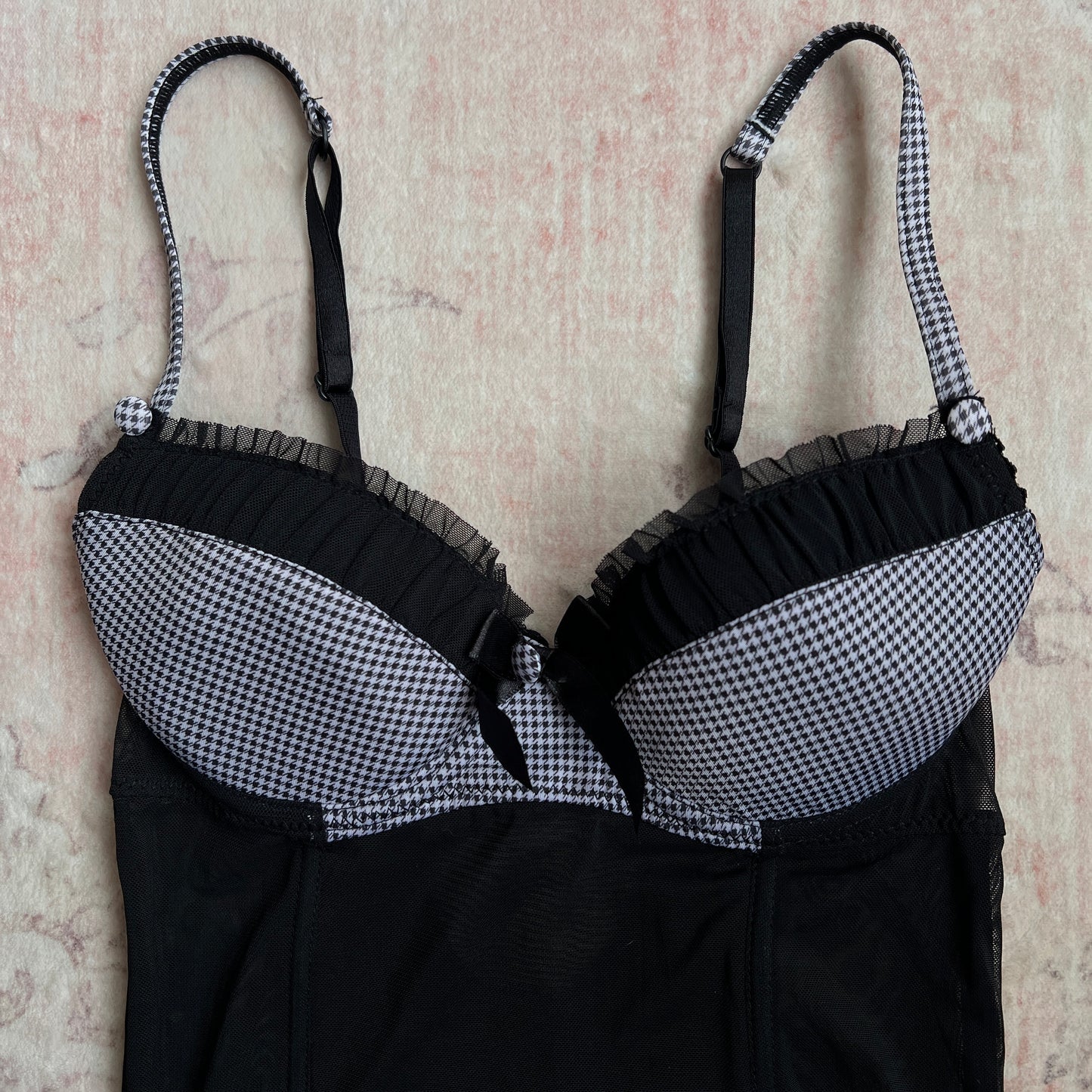rampage black bustier with gingham details