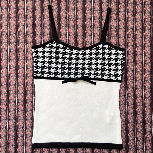 galfit houndstooth knit camisole with detachable bow ☘︎ s