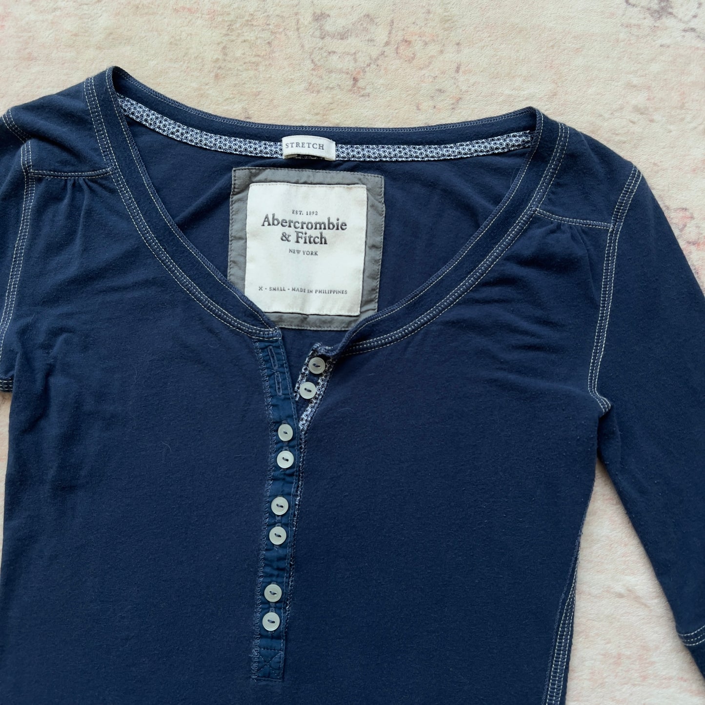 abercrombie & fitch navy blue henley