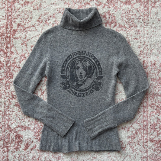 rare hysteric glamour grey turtle neck sweater