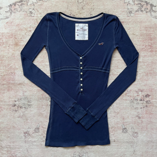 hollister navy blue henley