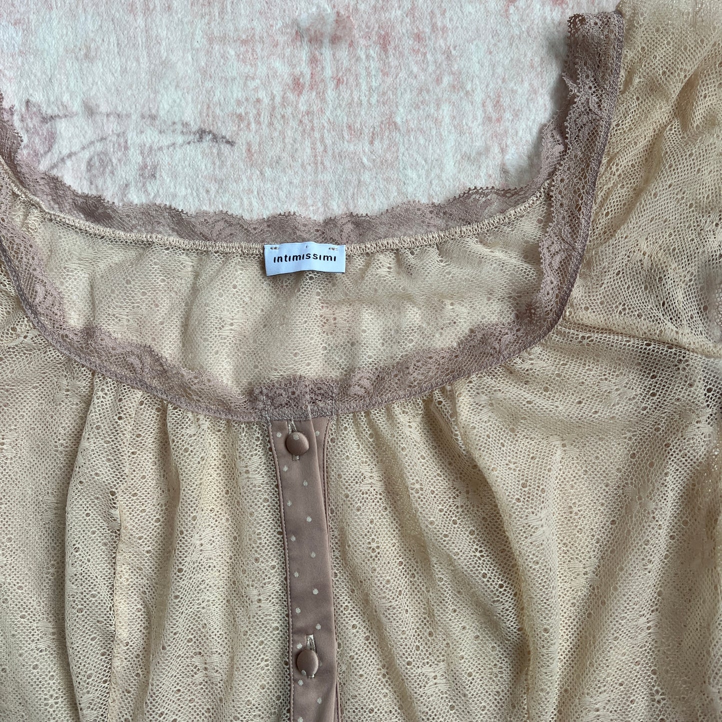 intimissimi mesh romantic milkmaid rose beige blouse