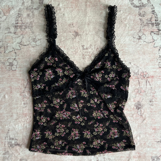 victoria’s secret floral mesh cami ☘︎ m