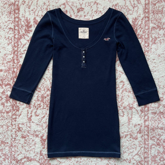 hollister navy blue henley