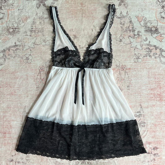 victoria’s secret white & black babydoll ☘︎ m