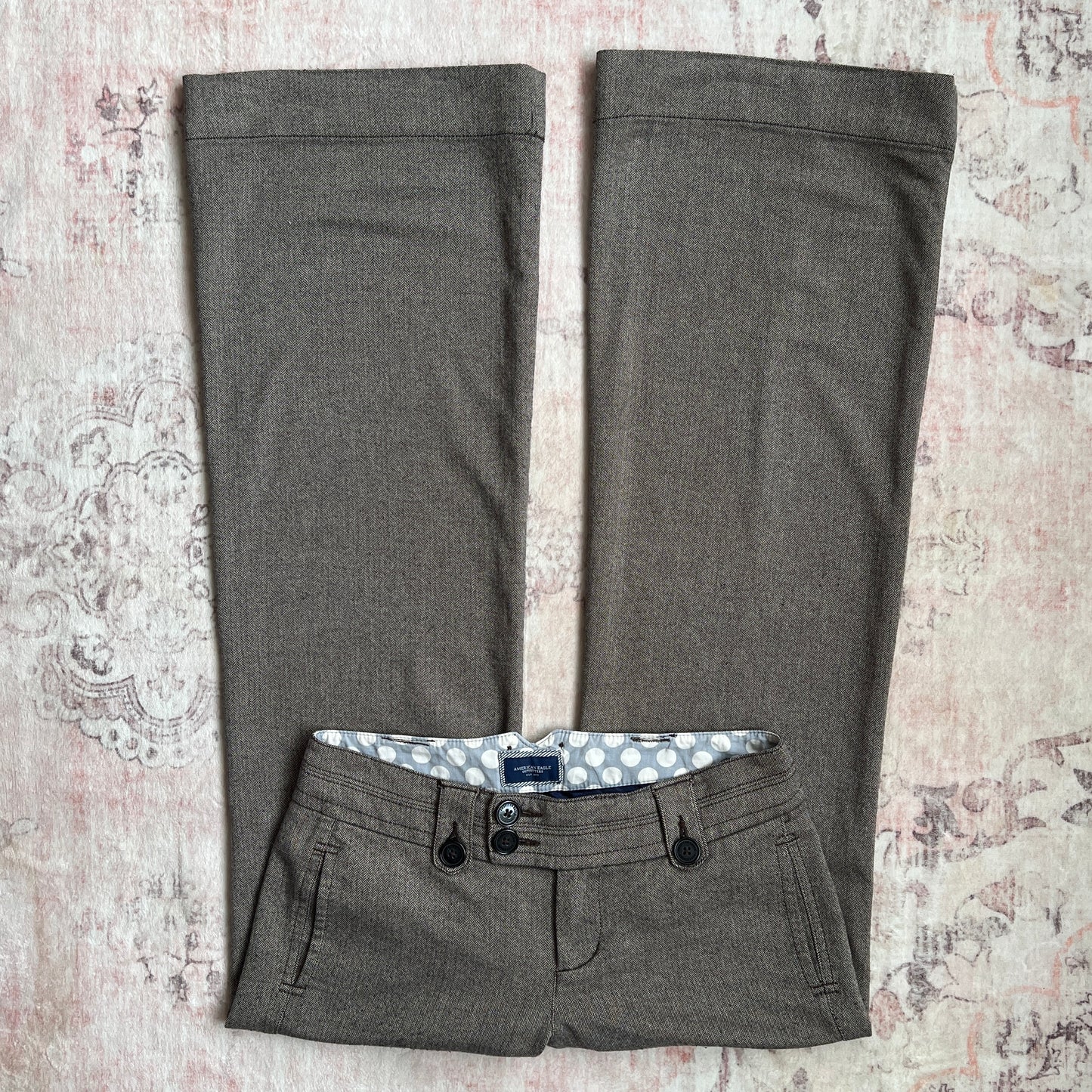 american eagle preppy taupe trousers