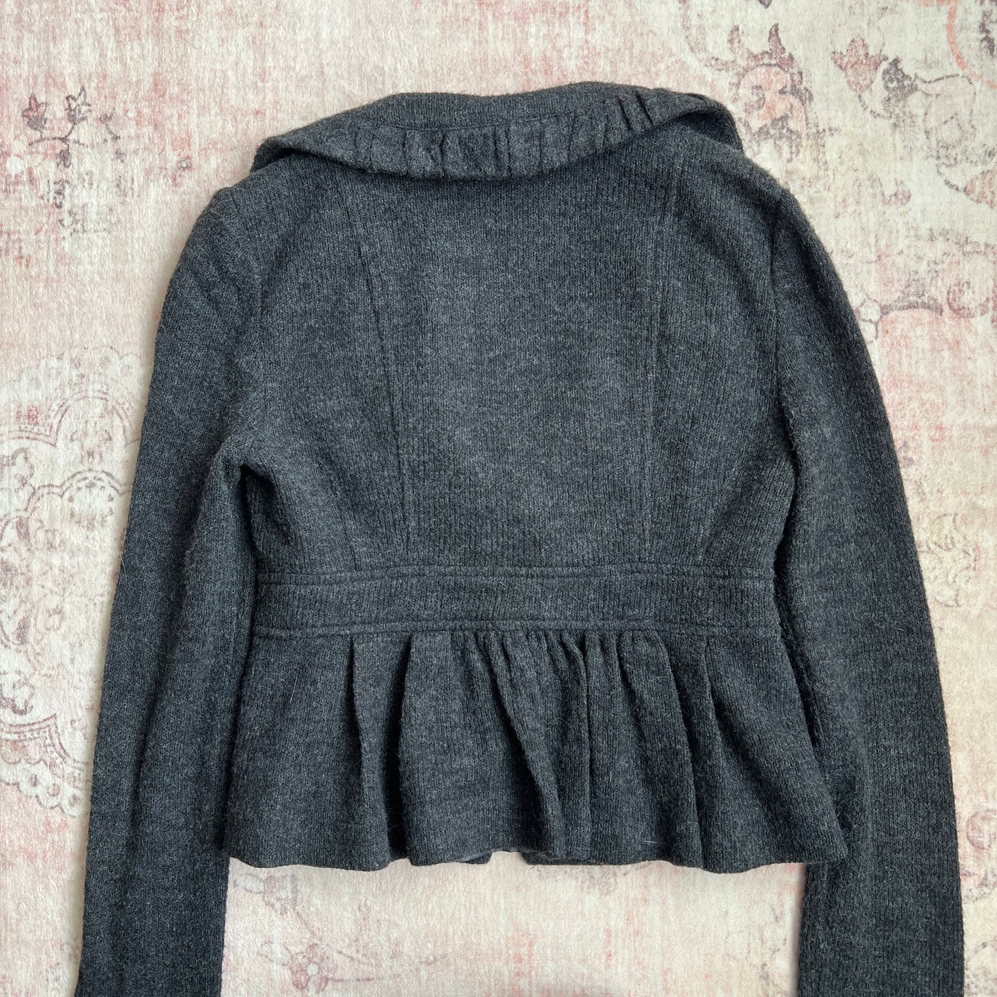 nanette lepore dark grey wool blend twee coat