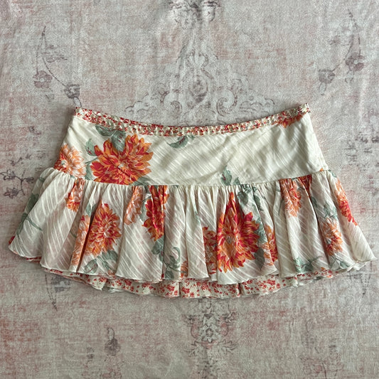 abercombie & fitch white silk mini skirt with orange details 𐙚 6