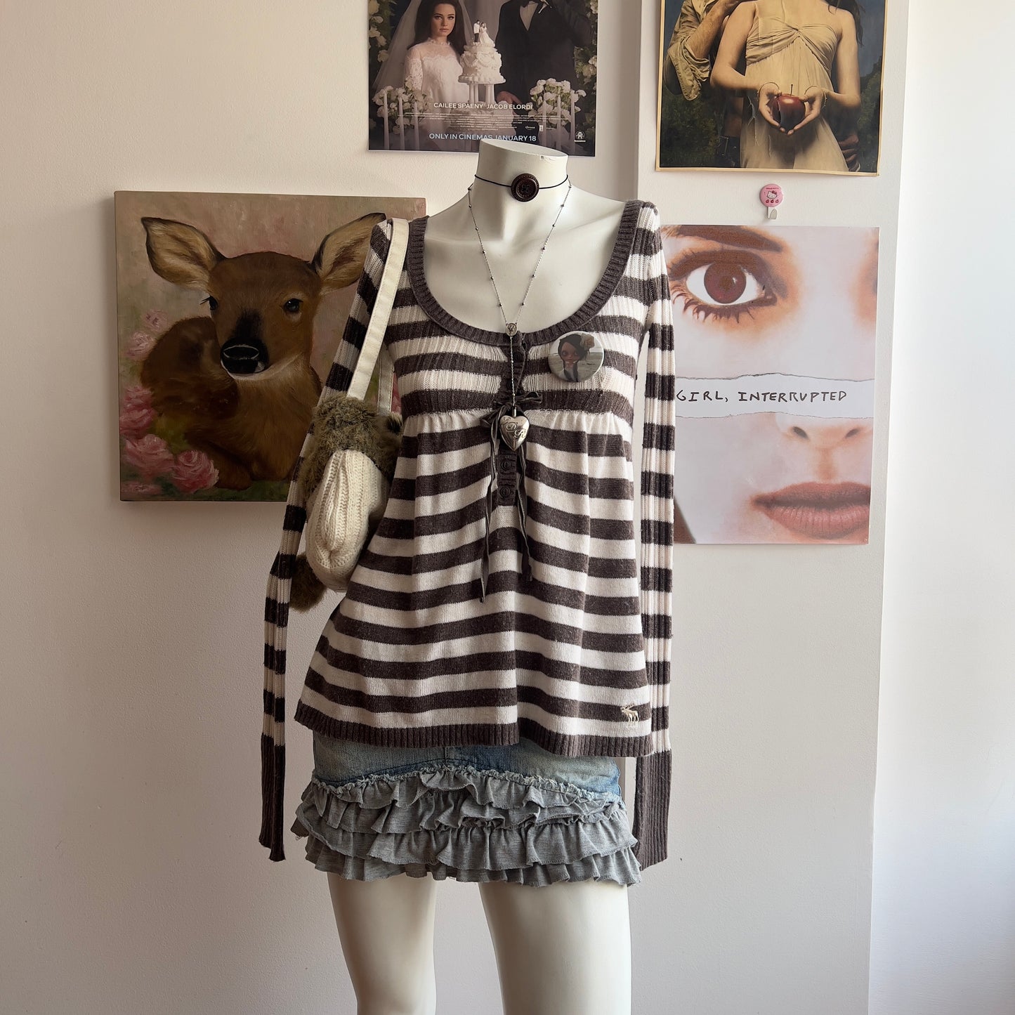 abercrombie striped babydoll sweater