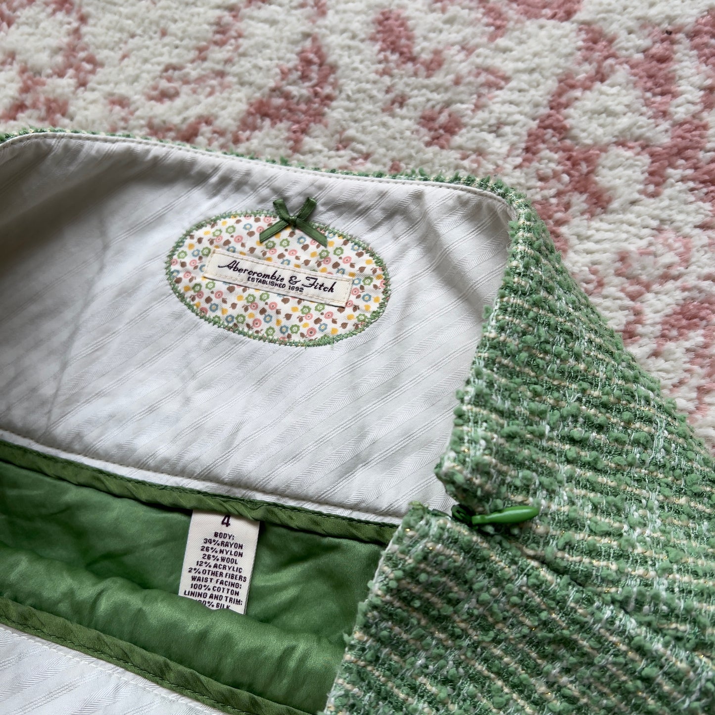 abercrombie & fitch green wool mini skirt