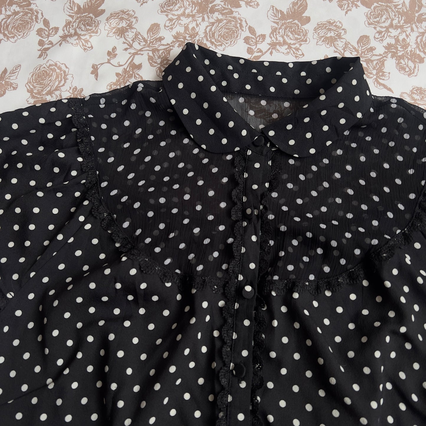 twee polka dot button up blouse