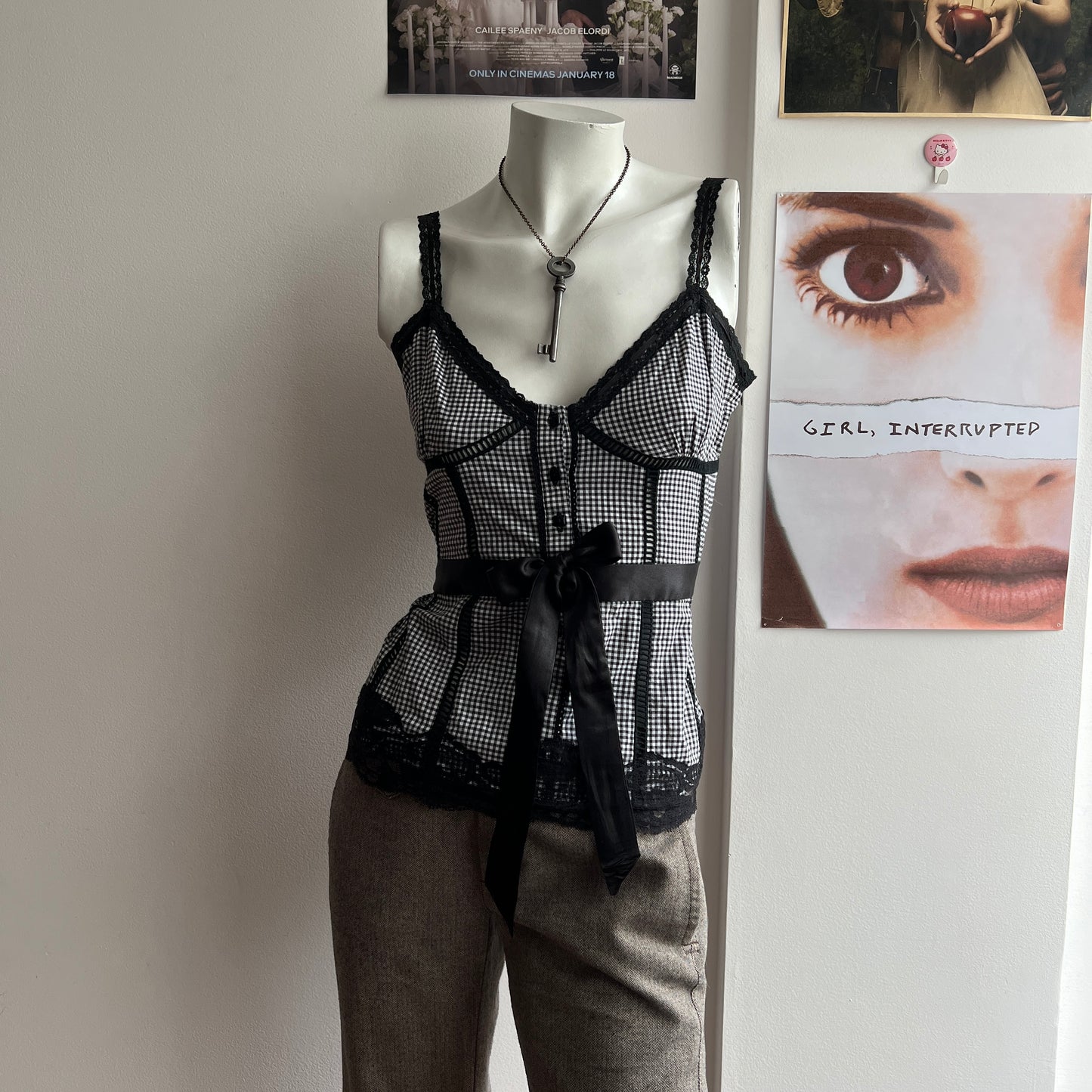 dollete gingham blouse with bow