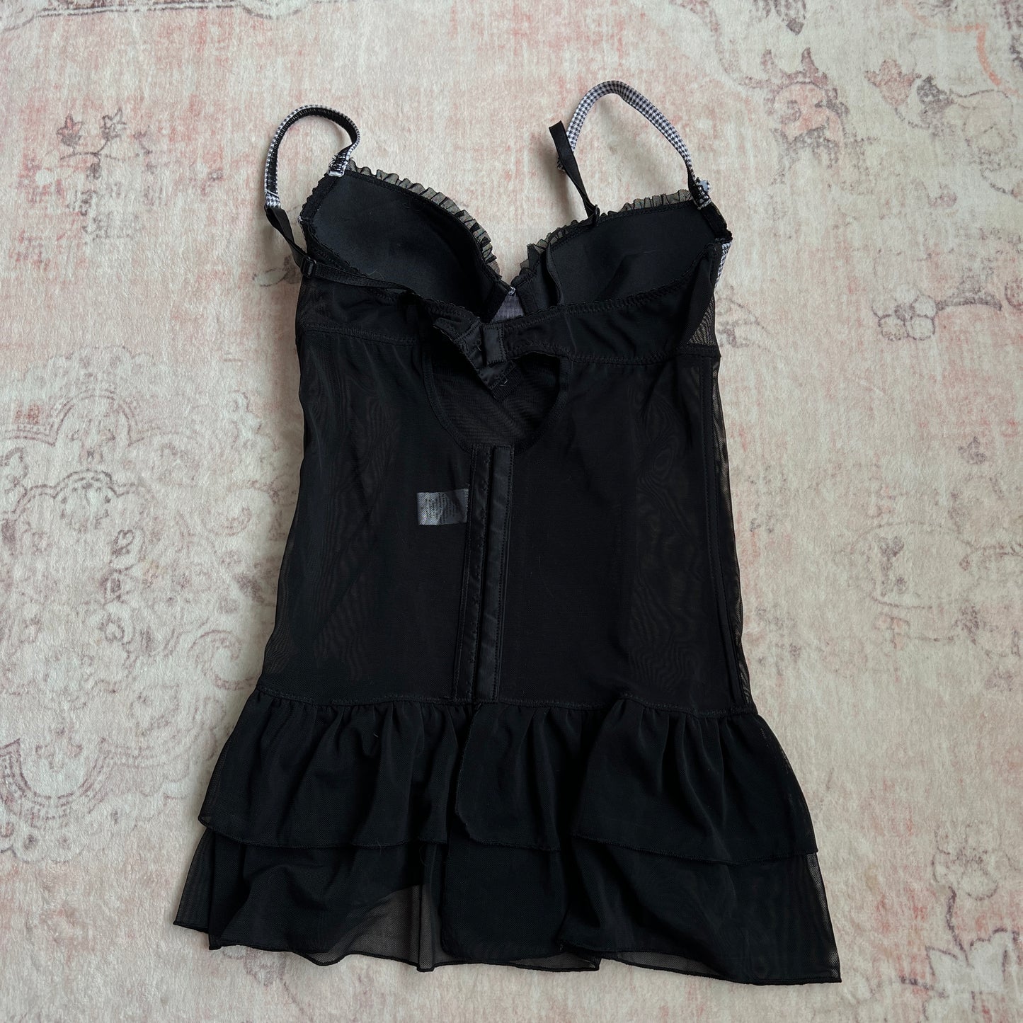 rampage black bustier with gingham details