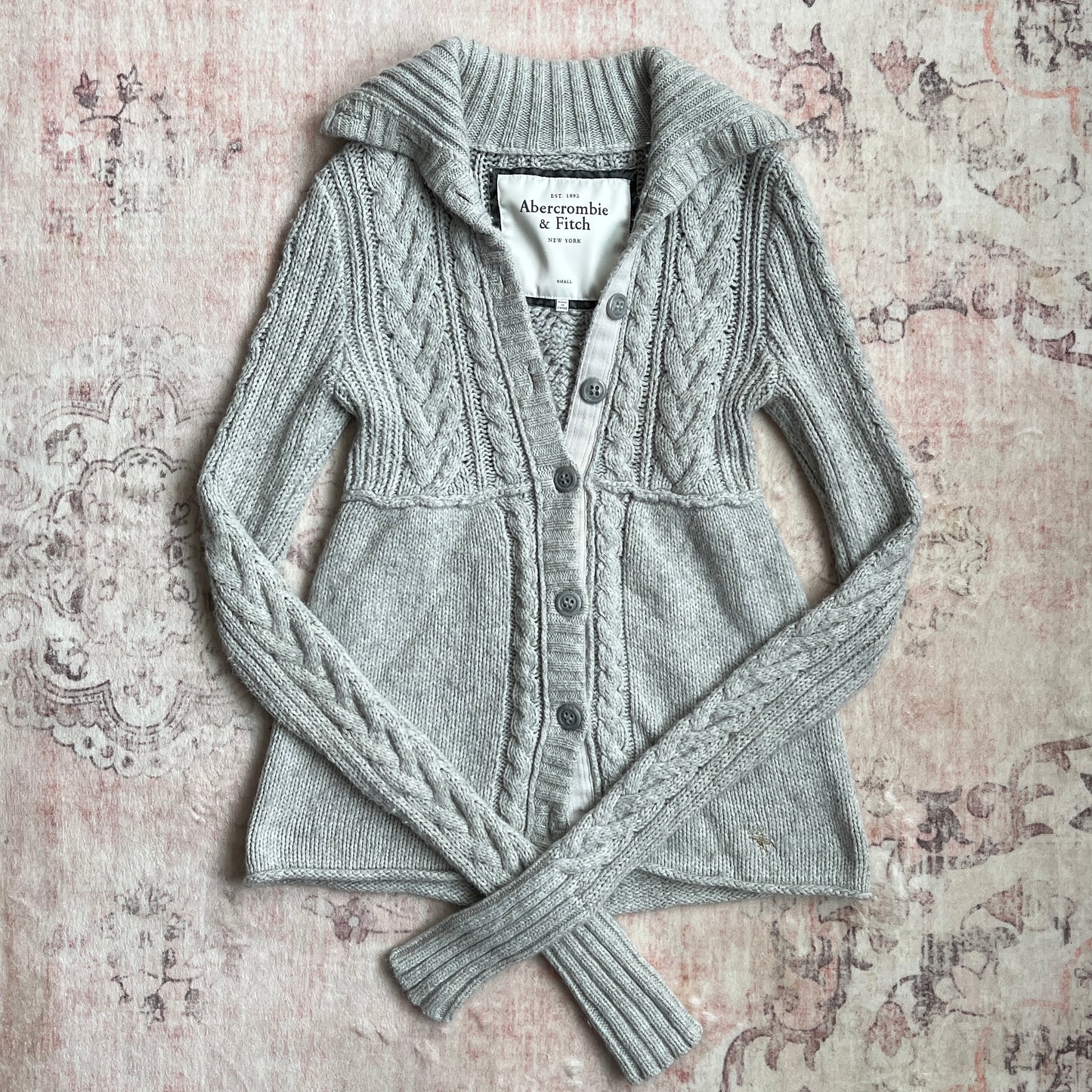 abercrombie & fitch grey babydoll sweater