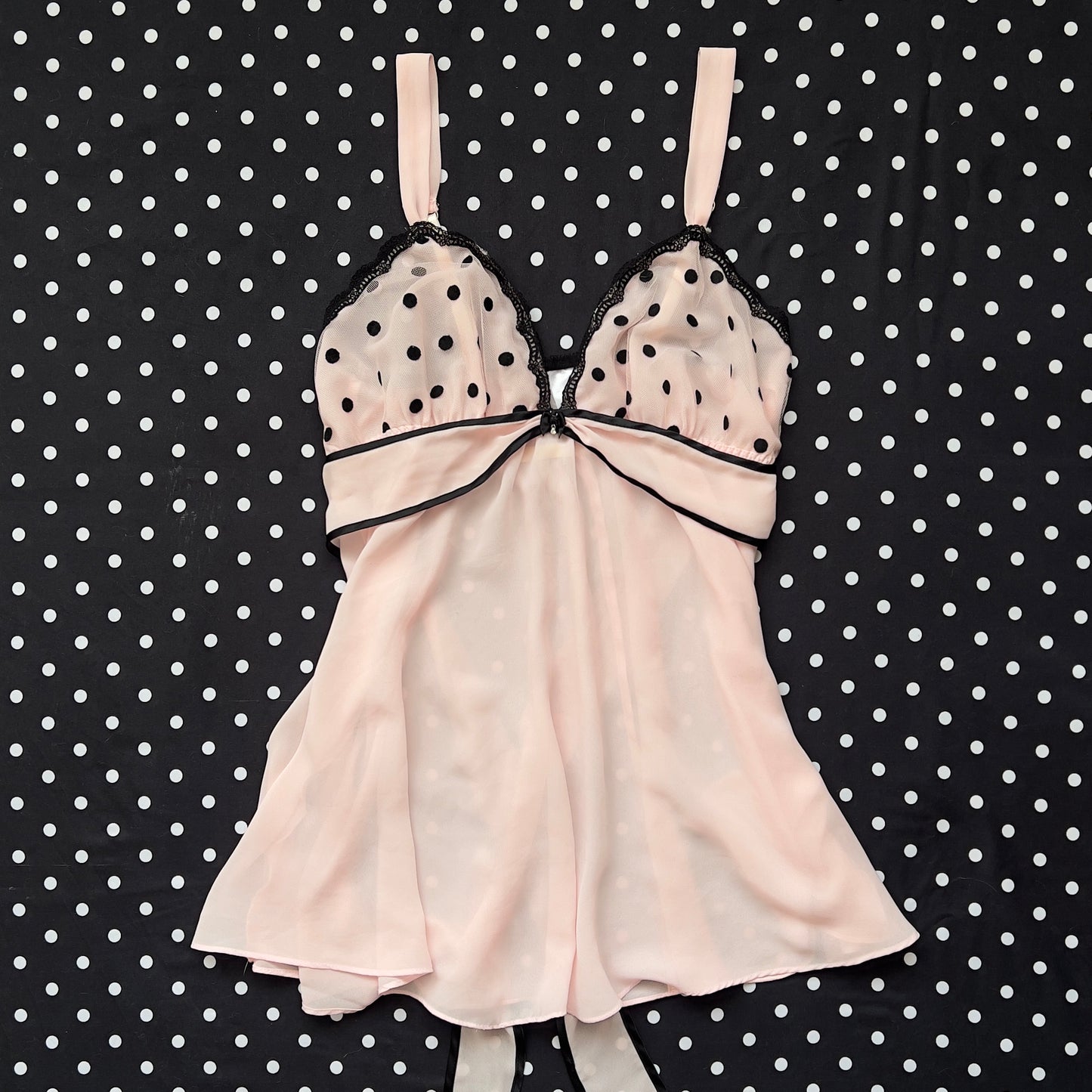 balletcore pink babydoll with polka dots