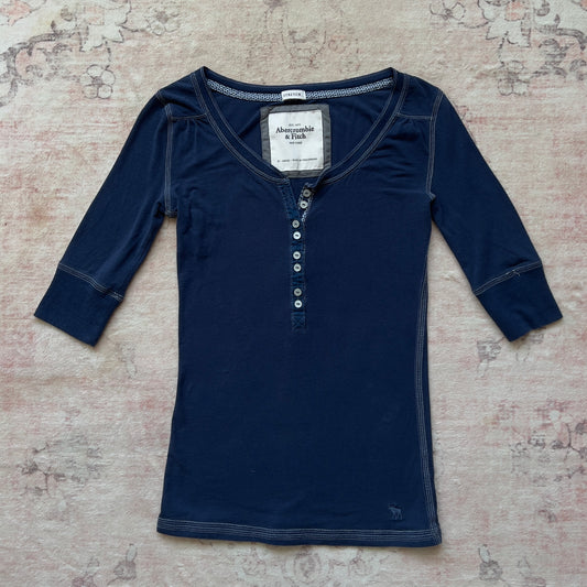 abercrombie & fitch navy blue henley