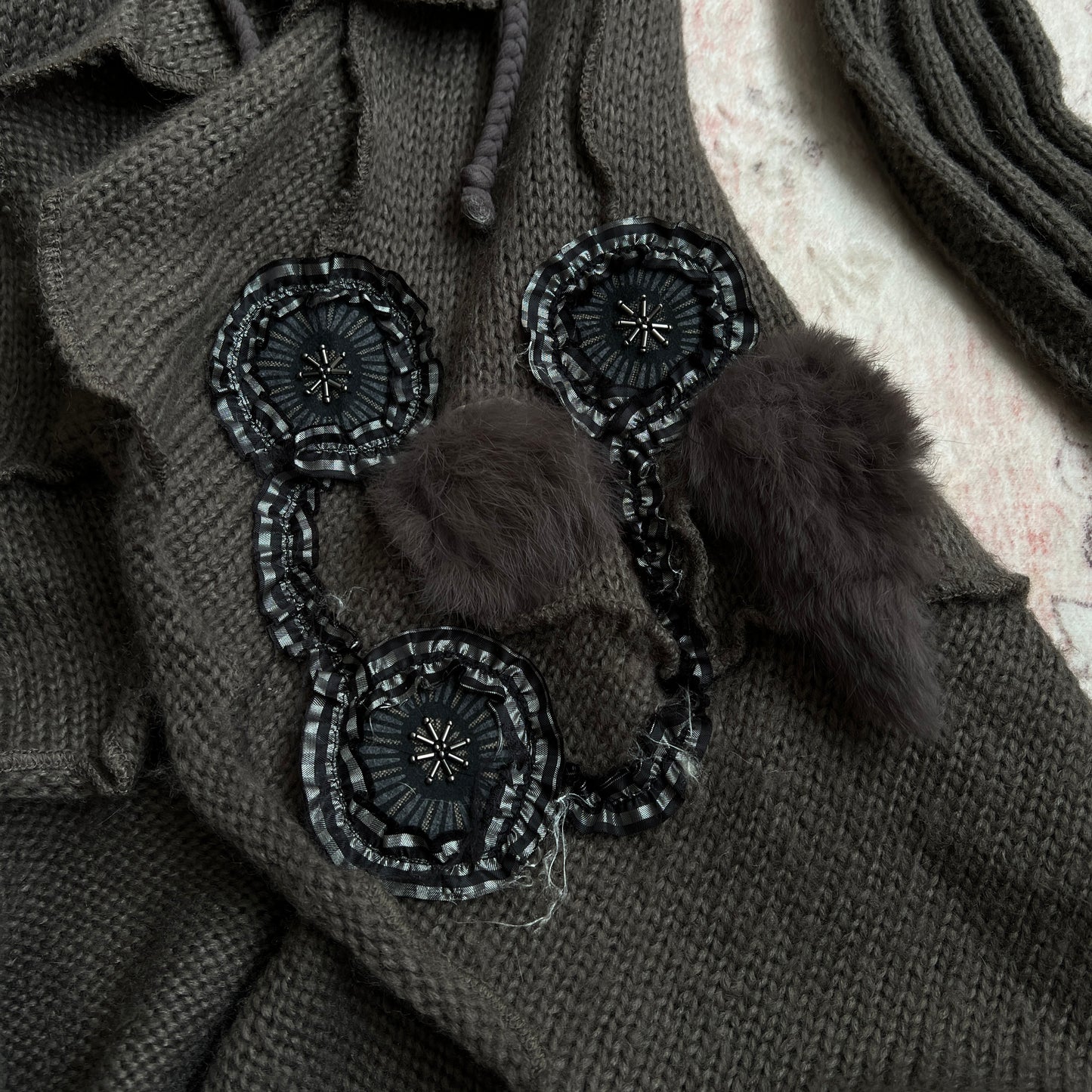 forla paris grunge doll cardigan in dark grey
