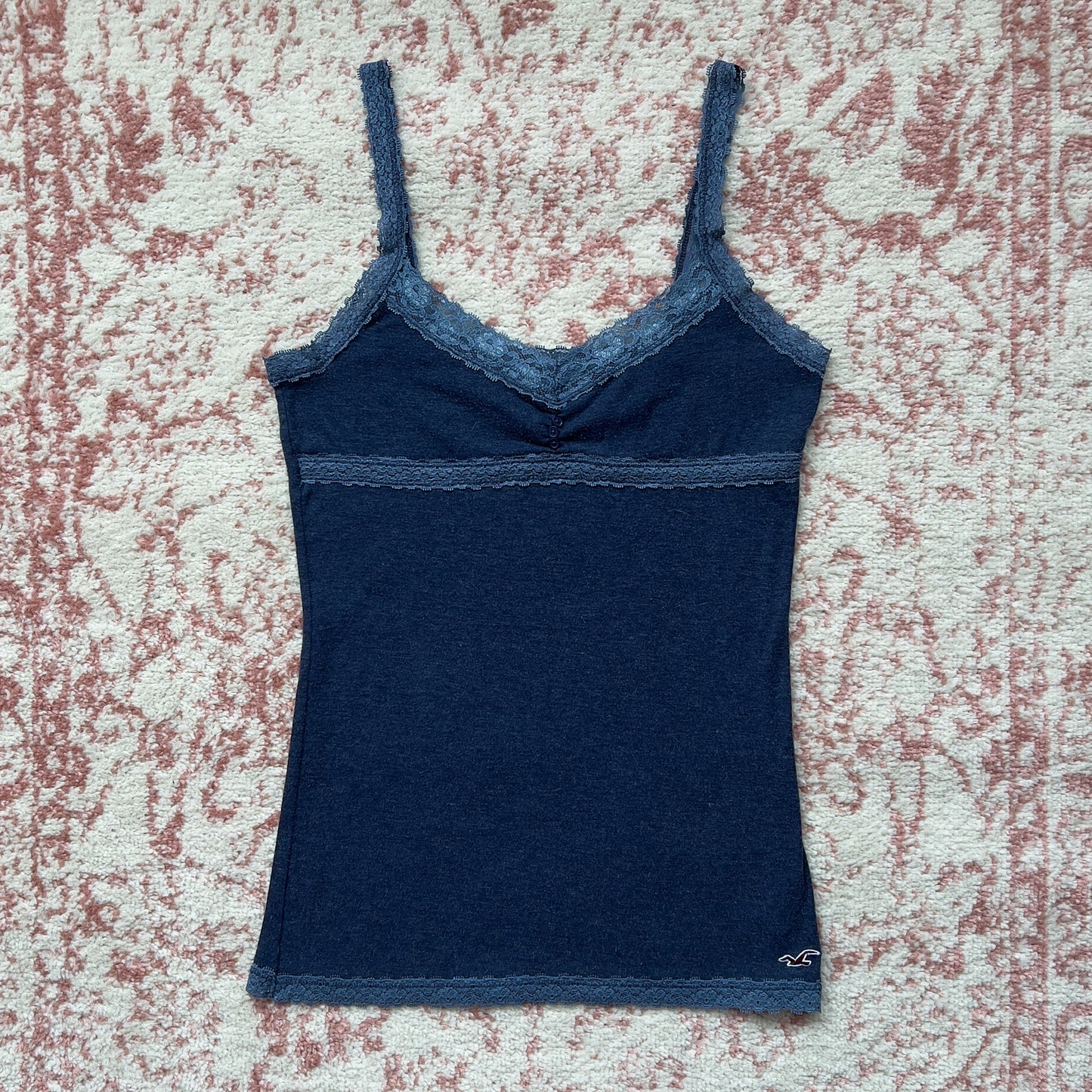 hollister blue lace trim cami
